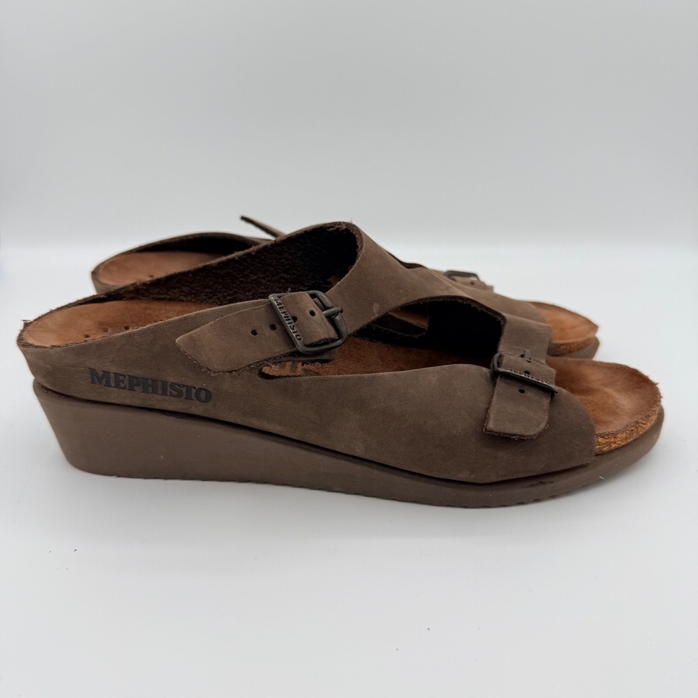 Mephisto Mobils Women's 41 Brown Nubuck Leather Double Strap Comfort Sandals